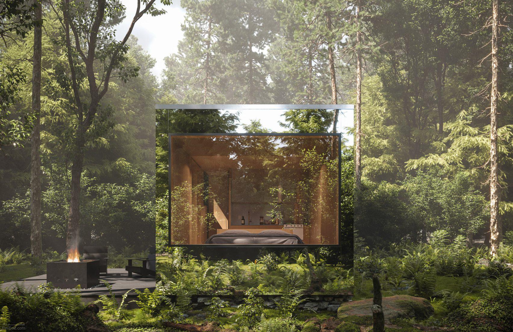 کابین های آینه ای آرکانا با جنگل انتاریو کانادا ادغام می شوند.