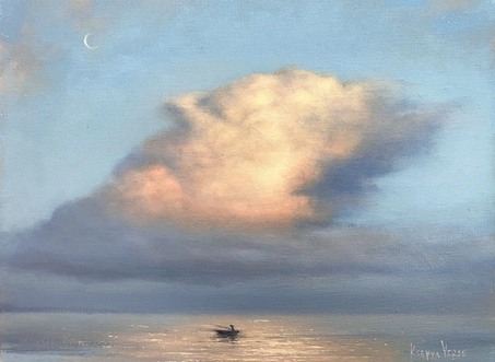 نقاشی های رنگ روغن Ksenya Verse زیبایی آسمان ابری را به تصویر می کشد.